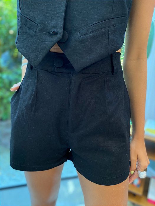 Shorts Feminino Alfaiataria Livia Preto