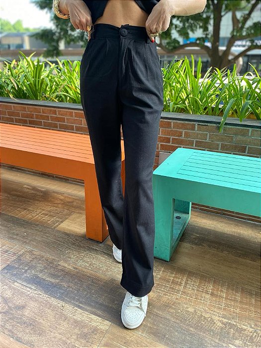 Pantalona Feminina Alfaiataria Malu Preta