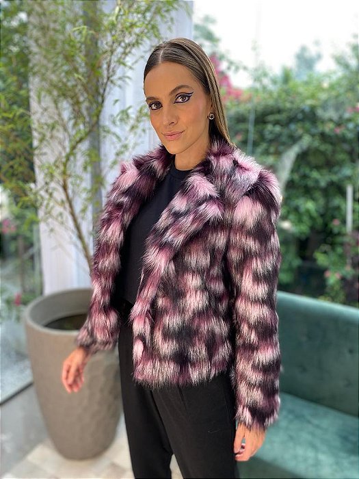 Casaqueto Feminino Faux-Fur Forrado Estampado