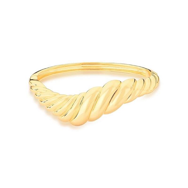 Bracelete Trabalhado Curvo Croissant Banhado A Ouro