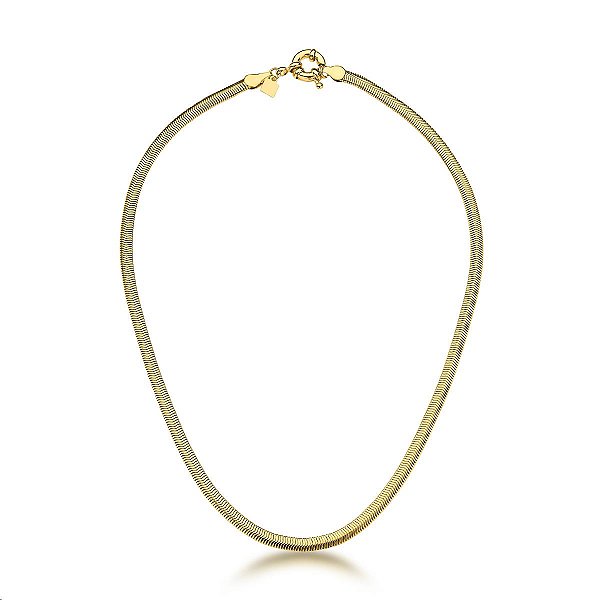 Corrente Malha Laminada Lisa 4mm Banhado A Ouro
