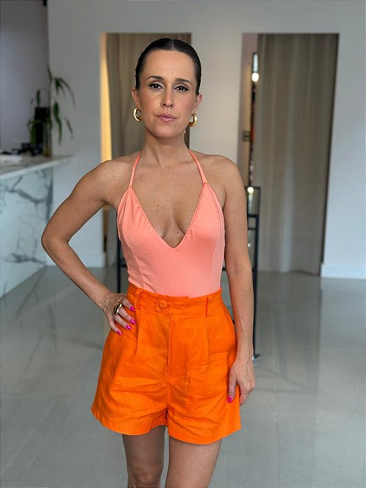 Body Feminino Leona Frente Única Coral