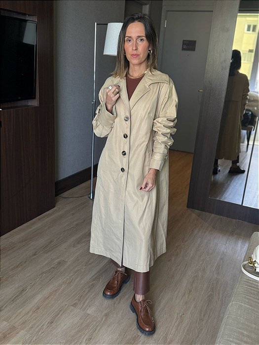 Casaco Feminino Trench Coat Oversized Bege