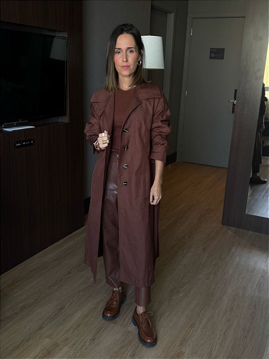 Casaco Feminino Trench Coat Oversized Marrom