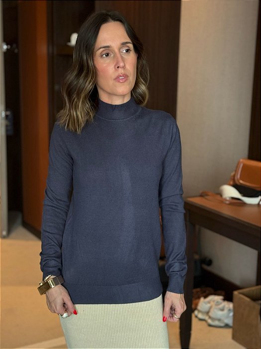 Blusa Feminina Tricô Gola Grafite