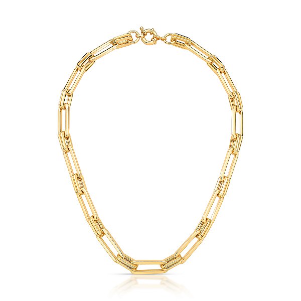 Corrente Lisa Elo Duplo Oval Banhado A Ouro