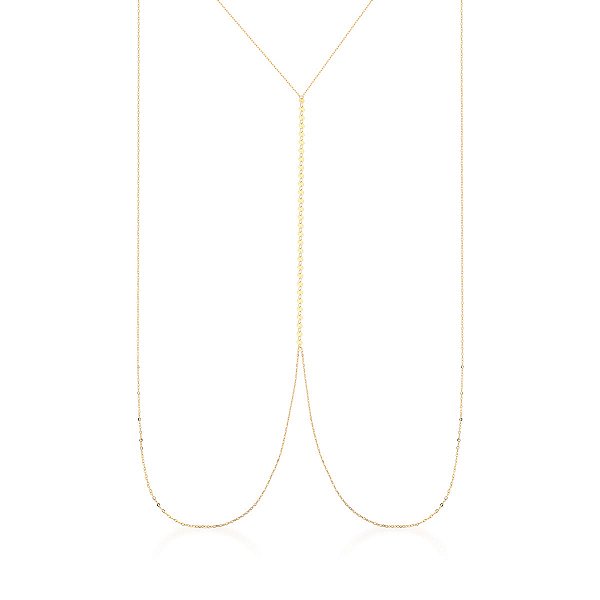 Corrente Body Chain Liso Medalhas Banhada A Ouro