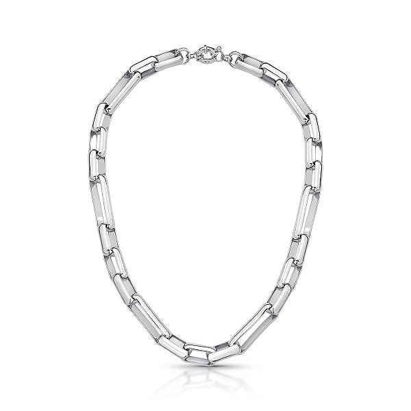 Corrente Lisa Elos Retangulares Banhado a Ródio