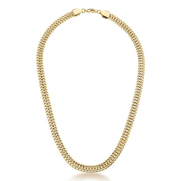 Corrente Elo Groumet Duplo Vazado 7mm Banhado A Ouro