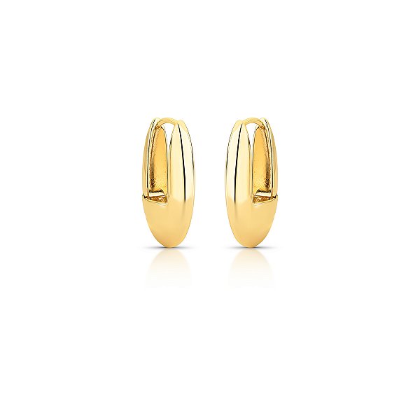 Brinco Argola Liso Oval Banhado A Ouro