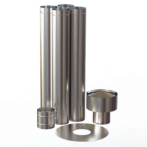Kit Chaminé Para Fogão Lenha Calefator 7 Peças 110mm Inox