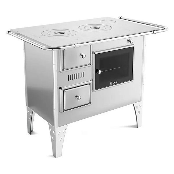 Fogão Lenha Inox N2 Forno porta Forno Vidro + Termômetro