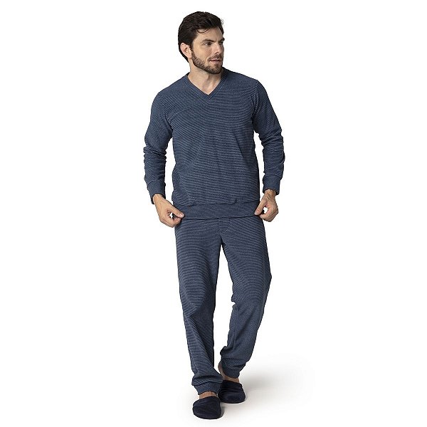 Pijama Masculino Longo Stripe Blue
