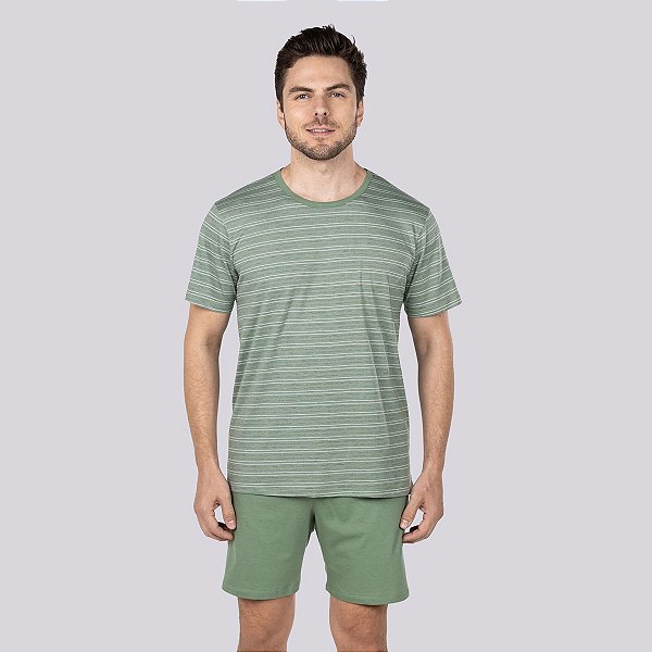 Pijama Masculino Curto Verde Wave