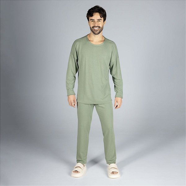 Pijama Masculino Longo Verde Alecrim