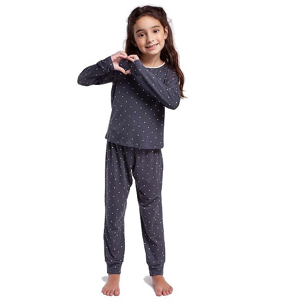 Pijama Infantil Feminino de Inverno Calcário Dots