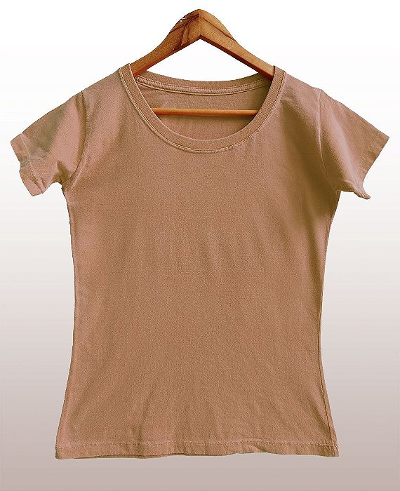 Camiseta Feminina Estonada lisa Algodão Telha