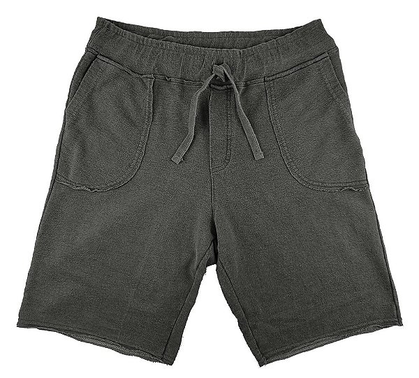Bermuda Masculina Moletom Estonado Algodão Chumbo
