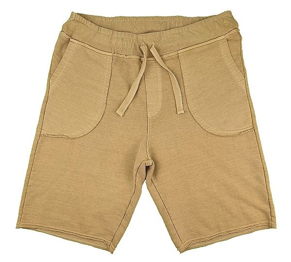 Bermuda Masculina Moletom Estonado Algodão Bege