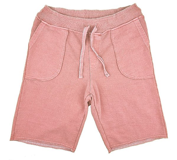 Bermuda Masculina Moletom Estonado Algodão Rosé