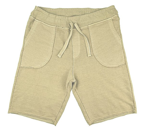Bermuda Masculina Moletom Estonado Algodão Palha