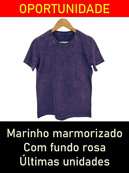 Outlet - Camiseta Marmorizada Marinho Fundo Rosa