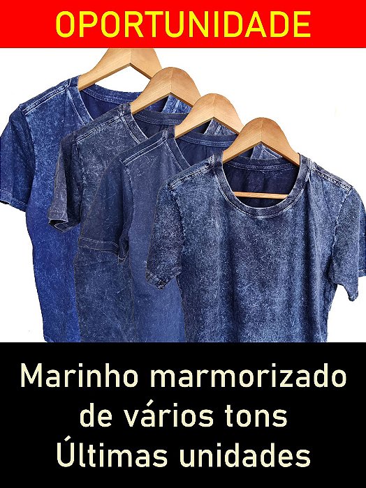 Outlet - Camiseta Marmorizada Marinho Vários Tons