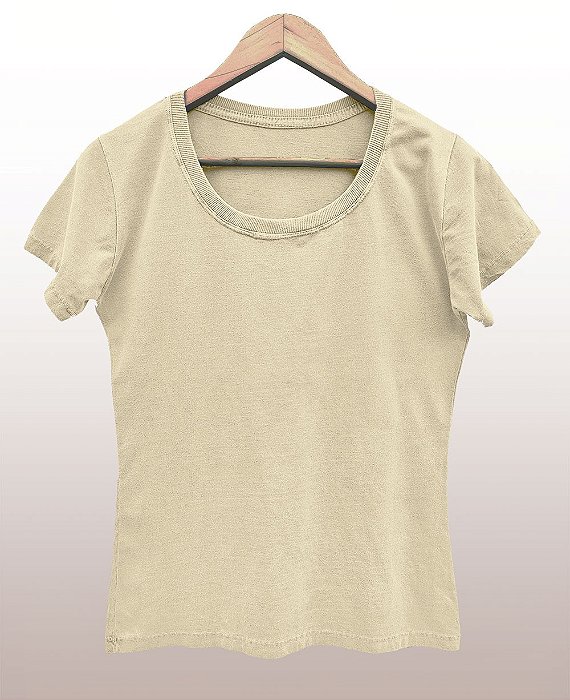 Camiseta Feminina Estonada lisa Algodão Palha