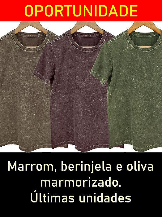 Saldo - Camiseta Marmorizada Berinjela Marrom e Oliva
