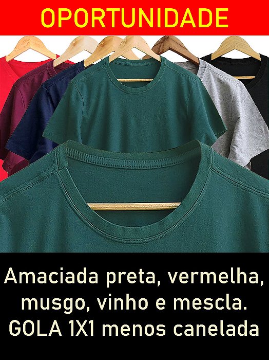 Ponta de Estoque - Camiseta Pré-Encolhida Gola 1X1 Saldo