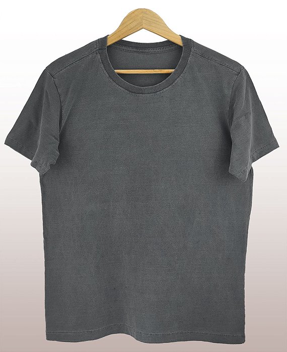 Camiseta Masculina Estonada Lisa Algodão Cinza Chumbo