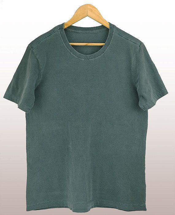Camiseta Masculina Estonada Lisa Algodão Musgo