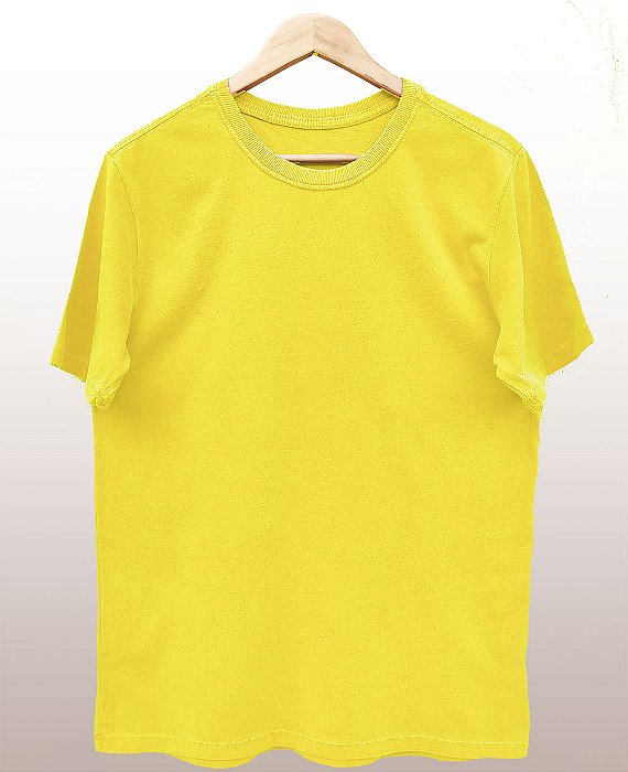 Camiseta Masculina Estonada Lisa Algodão Amarela