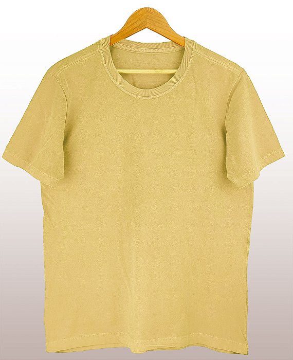 Camiseta Masculina Estonada Lisa Algodão Bege