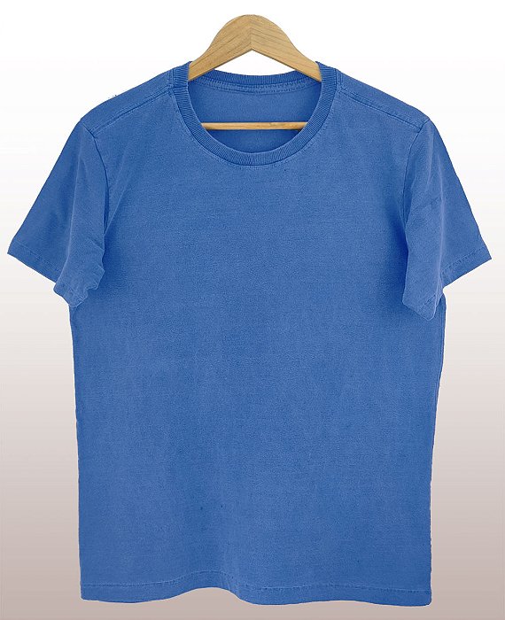 Camiseta Masculina Estonada Lisa Algodão Azul Royal