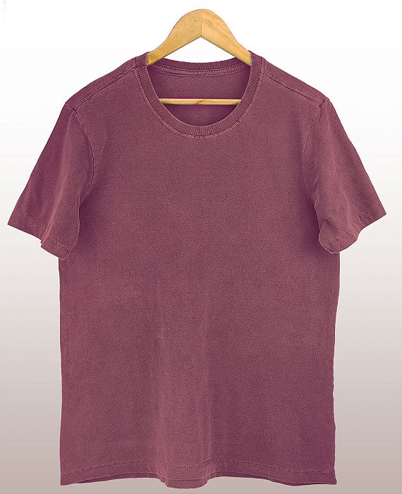Camiseta Masculina Estonada Lisa Algodão Vinho