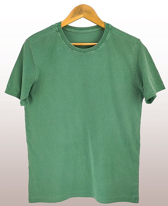 Camiseta Masculina Estonada Lisa Algodão Verde