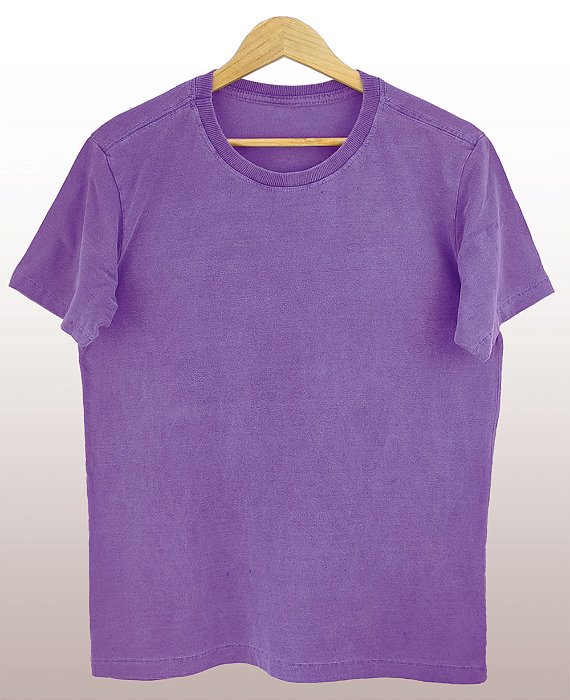 Camiseta Masculina Estonada Lisa Algodão Lilás