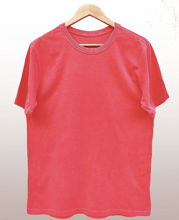 Camiseta Masculina Estonada Lisa Algodão Salmão