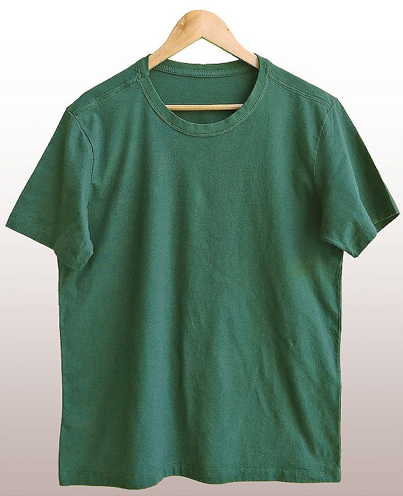 Camiseta Masculina Pré-encolhida Lisa Algodão Musgo