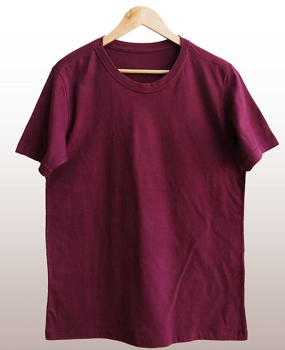 Camiseta Masculina Pré-encolhida Lisa Algodão Vinho