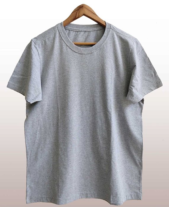 Camiseta Masculina Pré-encolhida Lisa Algodão Mescla