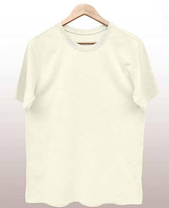 Camiseta Masculina Pré-encolhida Lisa Algodão Marfim