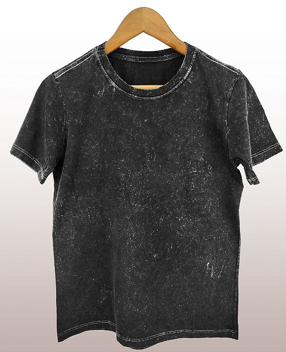 Camiseta Masculina Marmorizada Lisa Algodão Preta