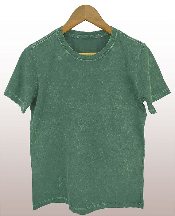 Camiseta Masculina Marmorizada Lisa Algodão Musgo