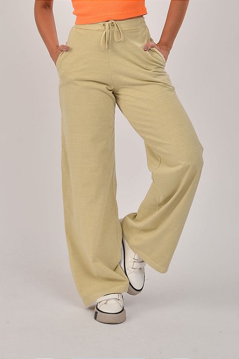 Calça Feminina Pantalona Estonada M/Malha Palha