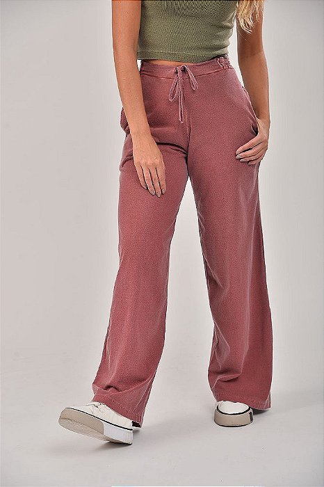 Calça Feminina Pantalona Estonada M/Malha Vinho