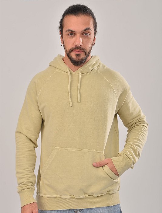 Blusa Masculina Capuz Moletom Estonado Algodão Palha
