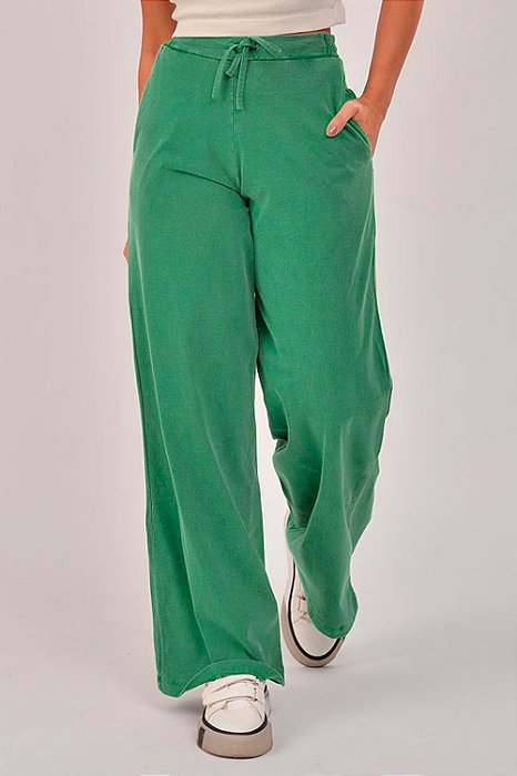 Calça Feminina Pantalona Estonada M/Malha Verde