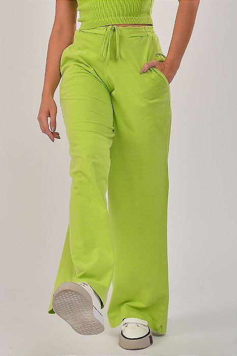 Calça Feminina Pantalona Estonada M/Malha Limão